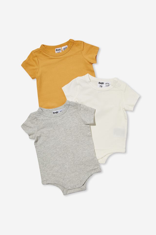 COTTON ON 3 Pack Short Sleeve Bubbysuits