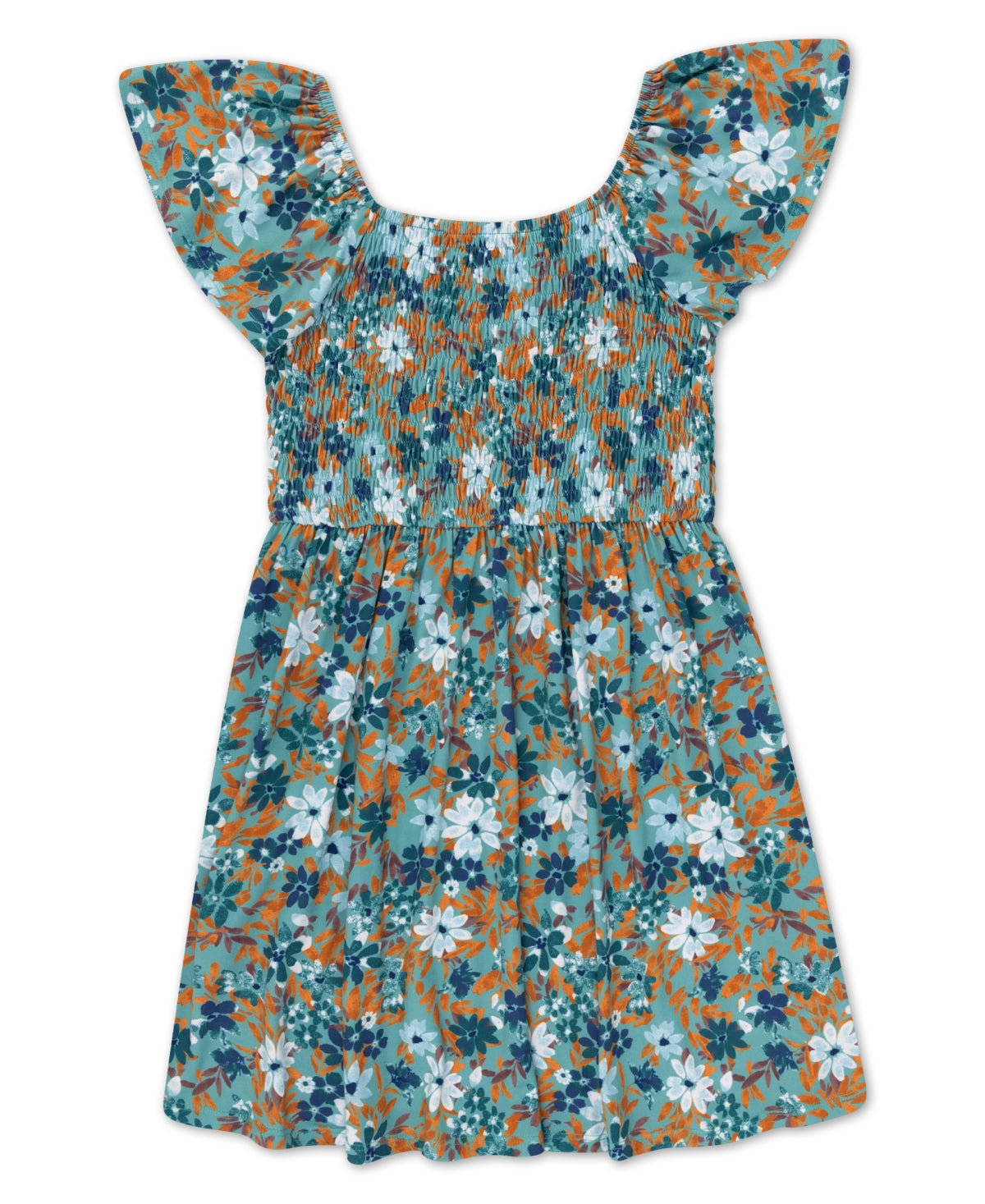 Speechless Big Girls Floral Dr Teal Brown 16