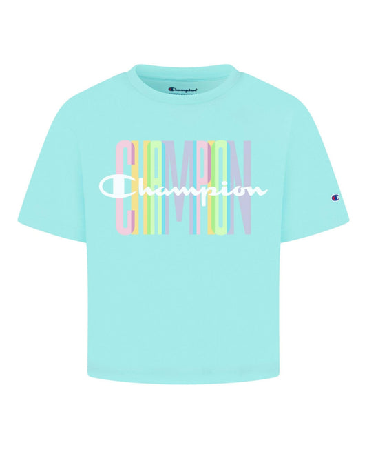 Champion Little Girls Boxy T-shirt Aruba Blue 4