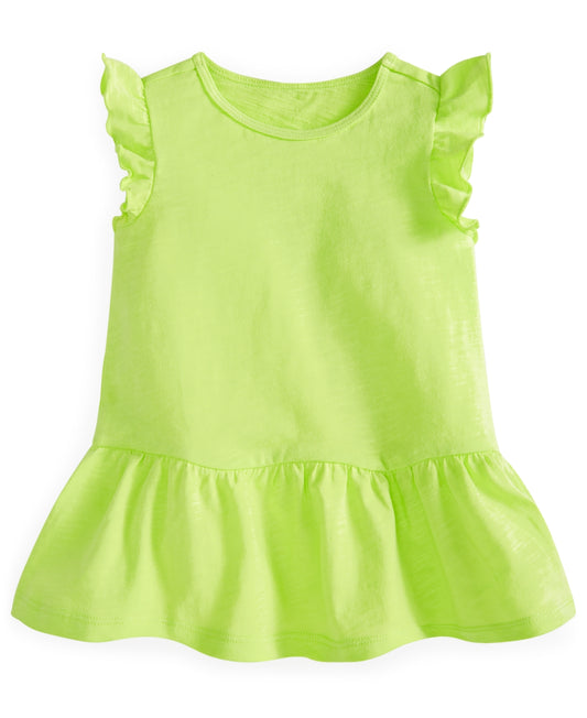 First Impressions Baby Girls Flutter Tunic Lime Boost 3-6 months