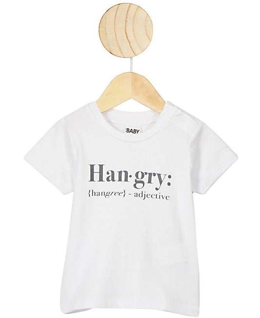 COTTON ON Baby Boys and Girls Jamie Shor White, Hangry 12-18 months