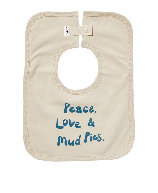 COTTON ON Baby Neutral The Square Bib Rainy Day, Peace Love and Mud ONE SIZE