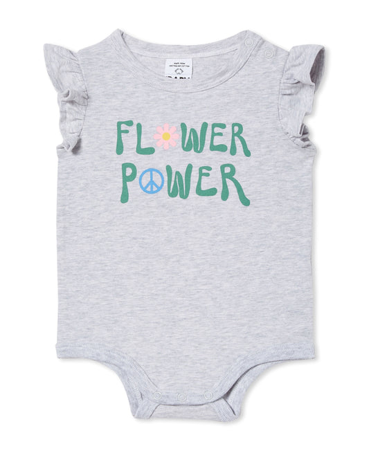 COTTON ON Baby Girls The Sleeveless Ruff Cloud Marle, Flower Power Newborn