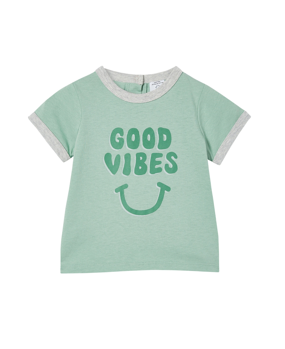 COTTON ON Baby Boys Joey Short Sleeve Ri Smashed Avo, Good Vibes 3-6 months