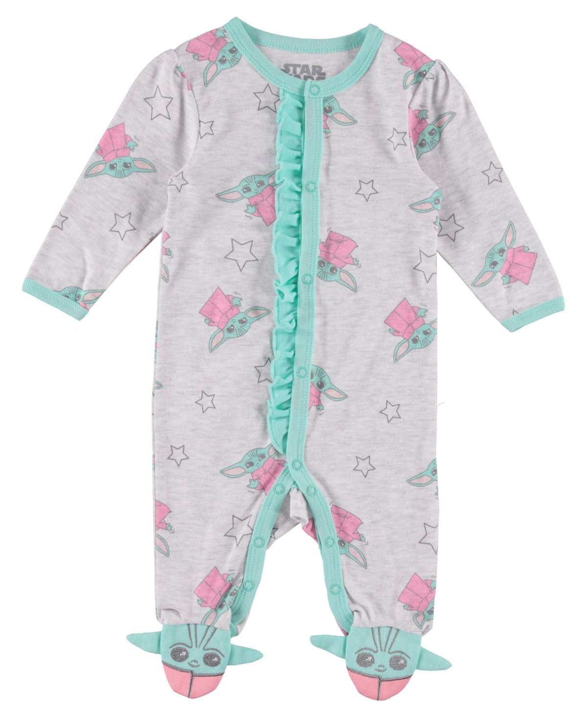 Baby Girls Yoda Sleep and Play One Piece - Gray Multi