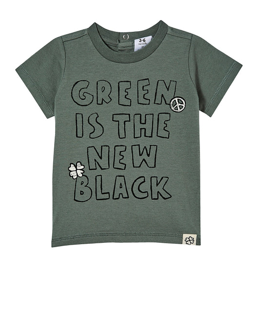 COTTON ON Baby Boys Jersey T-shirt Green, Green is New Black 0-3 months