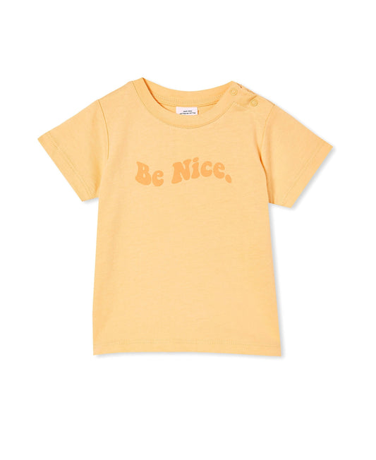 COTTON ON Baby Boys and Girls Jamie Shirt Citrus Sorbet, Be Nice 0-3 months