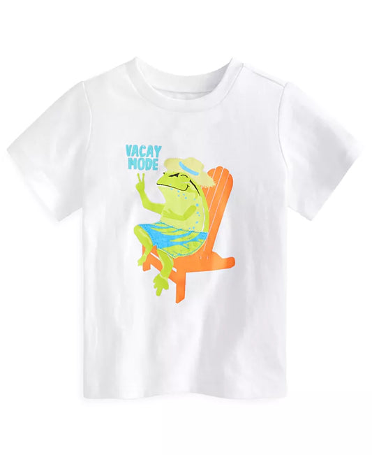 First Impressions Baby Boys Summer Graphic T-Shirt White Frog 3-6 months