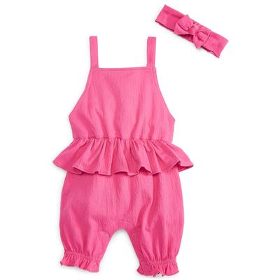 First Impressions Baby Girls 2-Pc. Romper Head Sweet Berry 18 months