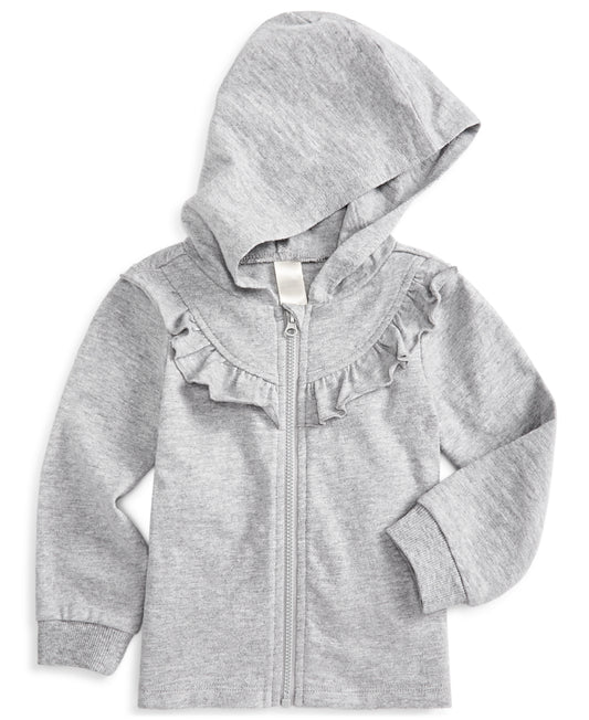 First Impressions Baby Girls Ruffled Hoodie Hthr Sterling 3-6 months