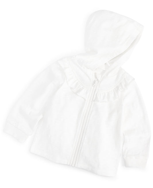 First Impressions Baby Girls Ruffled Hoodie Angel White 3-6 months