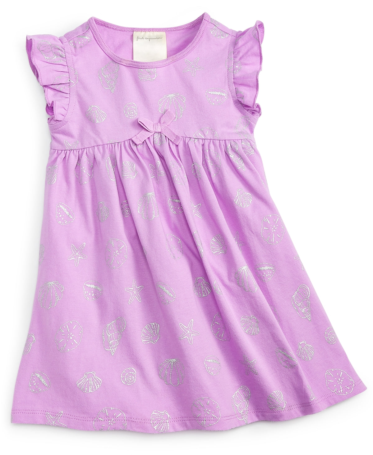 First Impressions Baby Girls Shell-Print Dress Violet Tulle 0-3 months