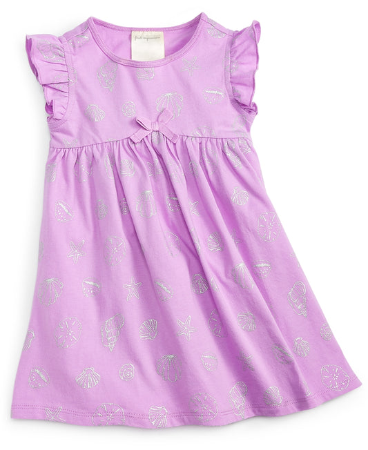 First Impressions Baby Girls Shell-Print Dress Violet Tulle 6-9 months