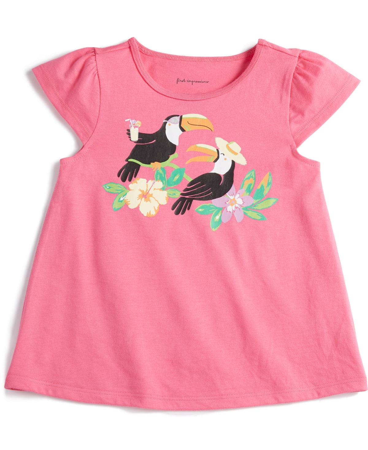 First Impressions Baby Girls Toucan Friends T-Shirt Sweet Berry 3-6 months