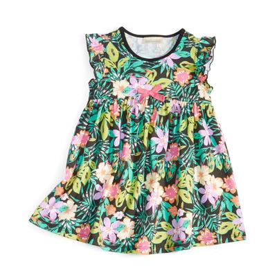 First Impressions Baby Girls Tropical-Print Flut Deep Black 12 months