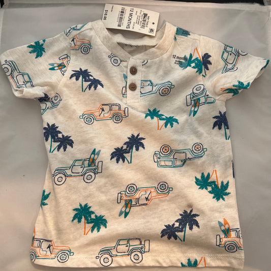 First Impressions Baby Boys Jeep-Print Shirt Hthr Dune 12 months