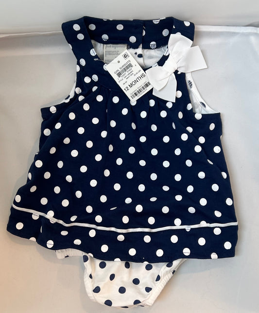 First Impressions Baby Girl DOT SUNSUIT Navy Sea 12 months