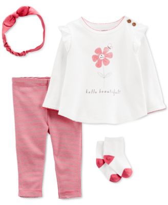 Carters Baby Girls Four-Piece Hello Be Pink Multi 3 months