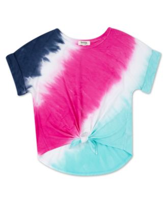 Speechless  Big Girls Tie Dye T Fuchsia Turquoise XLarge