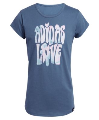 adidas Big Girls Short Sleeve Scoop N Crew Blue L 1416