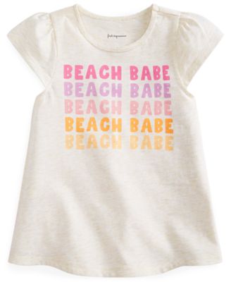 First Impressions Baby Girls Beach Babe T-Shirt Heather Dune 12 months