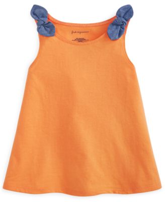First Impressions Baby Girls Chambray-Knot Tank Island Orange 12 months