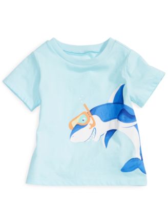 First Impressions Baby Boys Summer Graphic T-Shi Blue Shark 6-9 months