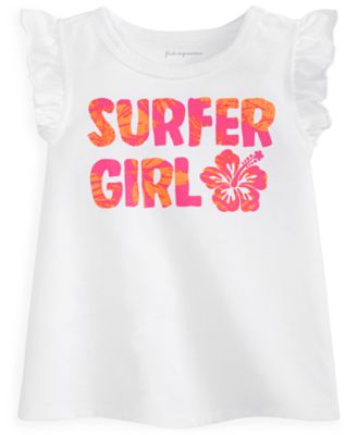 First Impressions Baby Girls Surfer Girl T-Shirt Bright White 12 months