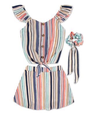 Speechless Big Girls Stripe Ti Ivory, Navy Large