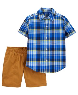 Carter's Baby Boys 2-Piece Plaid Button-Front Shirt and Shorts Set - Multi