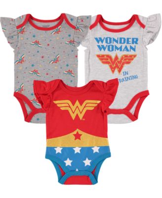 Happy Threads Baby Girls Wonder Woman Bodysu Red Multi 0-3 months