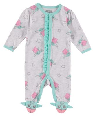 Happy Threads Baby Girls Yoda Sleep and Play Gray Multi 3-6 months