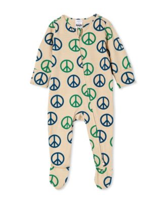 COTTON ON Baby Boys The USA Long Sleeve Rainy Day, Peace Signs 0-3 months