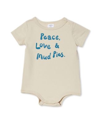 COTTON ON Baby Girls The Short Sleeve Bu Rainy Day, Peace Love 6-12 months