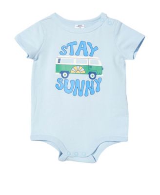 COTTON ON Baby Boys The Short Sleeve Bub Frosty Blue, Stay Sunny Newborn