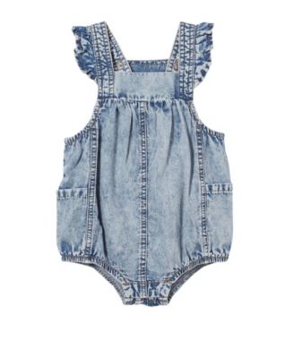COTTON ON Baby Girls Maggie Woven Frill Light Chambray Wash 0-3 months