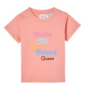 COTTON ON Baby Girls Queen Short Sleeve Coral Dreams, Best Friend 12-18 months