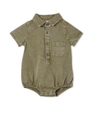 COTTON ON Baby Boys Malcolm Short Sleeve Silver-Tone Sage Wash 18-24 months