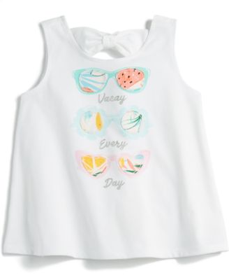 First Impressions Baby Girls Vacay Bow Tank Top Bright White 12 months